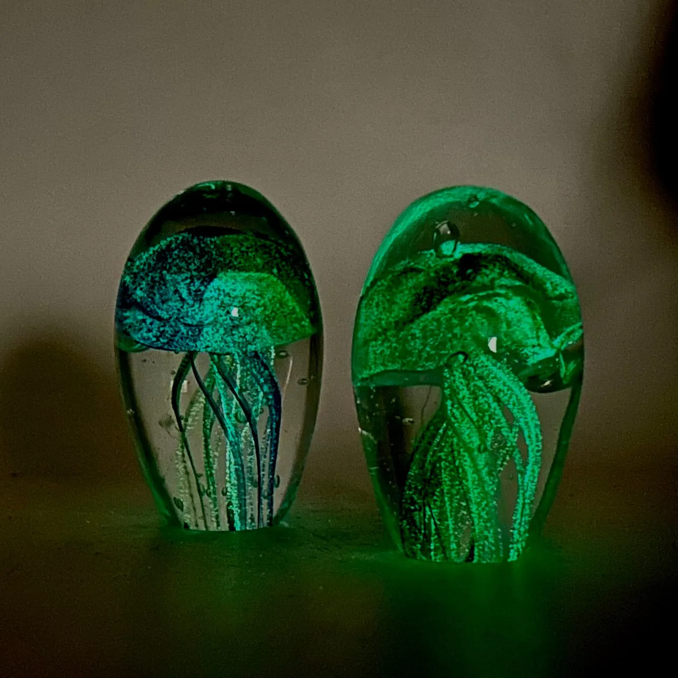 Glow in The Dark Jellyfish Paperweight Small 12, Blue Green B