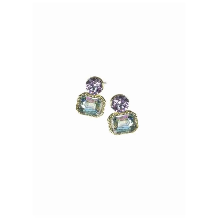 Hot Tomato Double Act Stud Earrings in Candy Floss, Azure and Turquoise or Lilac Wine