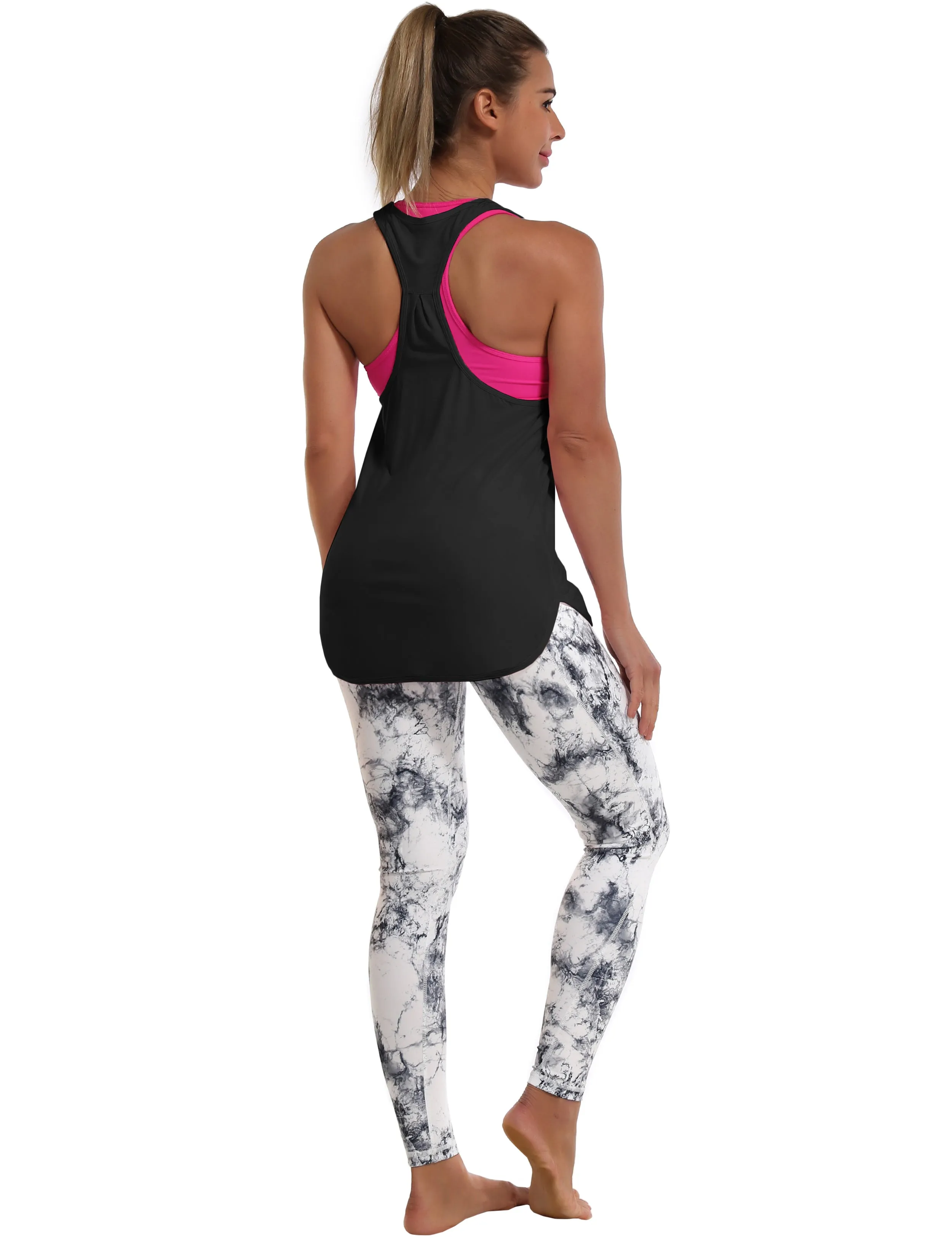 Loose Fit Racerback Tank Top black_Gym