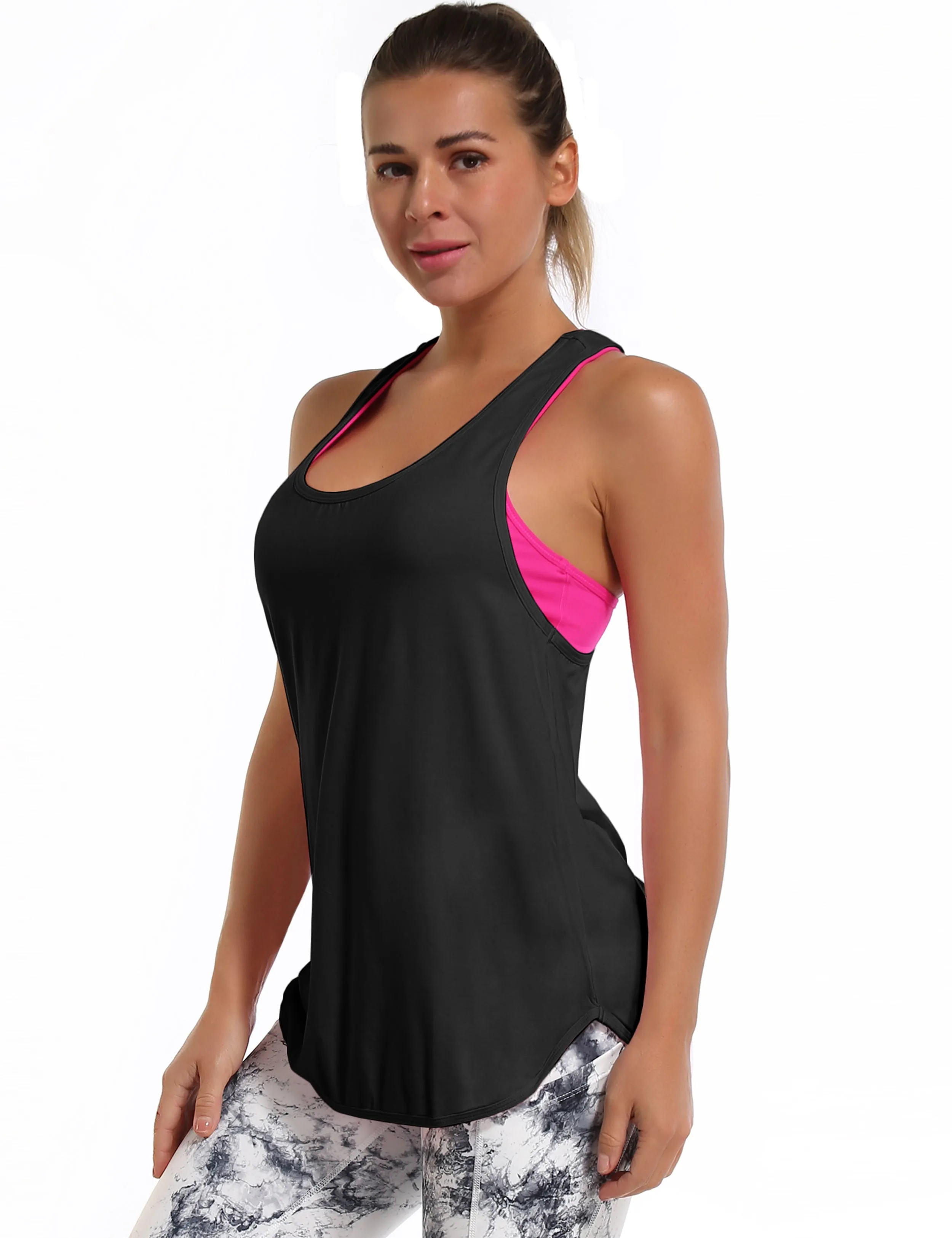 Loose Fit Racerback Tank Top black_Gym