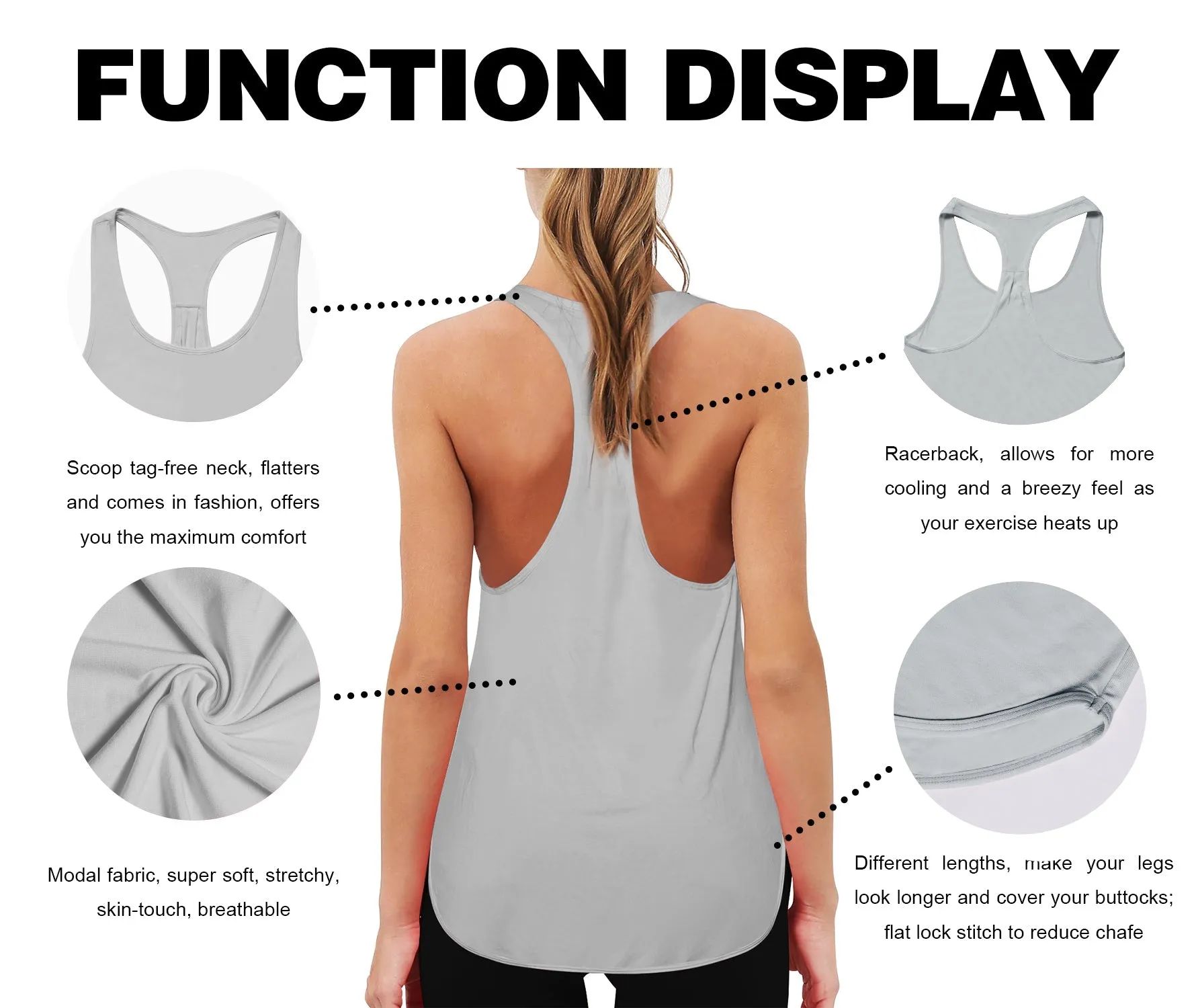 Loose Fit Racerback Tank Top lightgray_Pilates