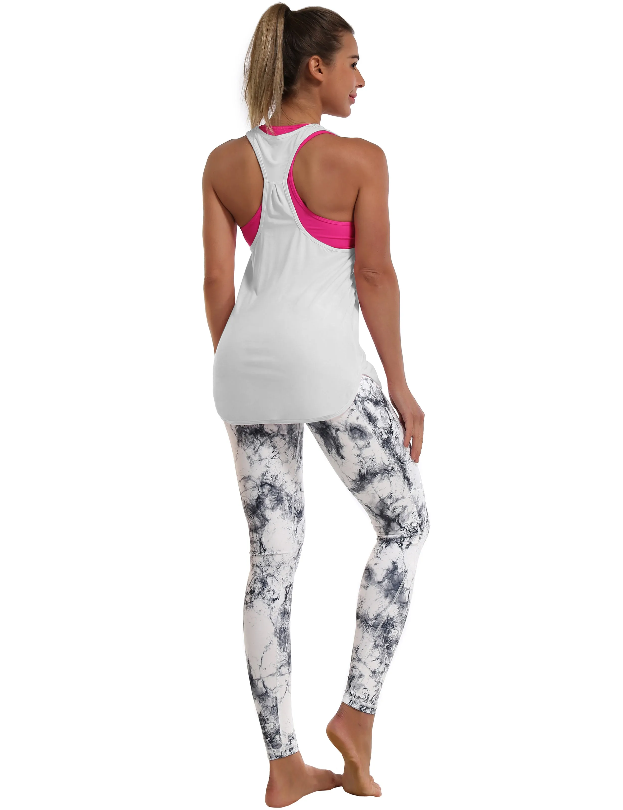 Loose Fit Racerback Tank Top lightgray_Pilates