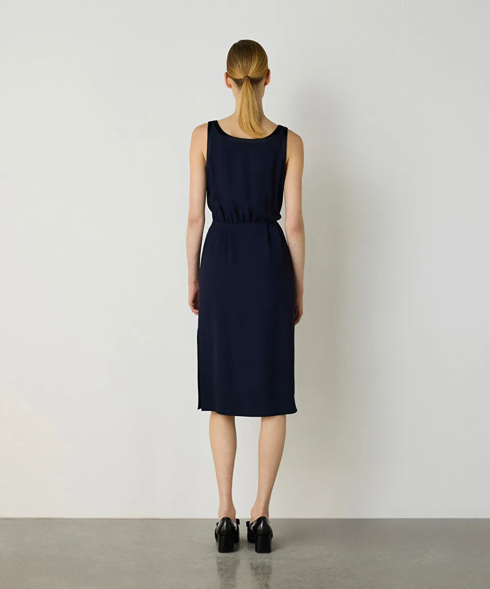 Machka Bow Crepe Dress Navy