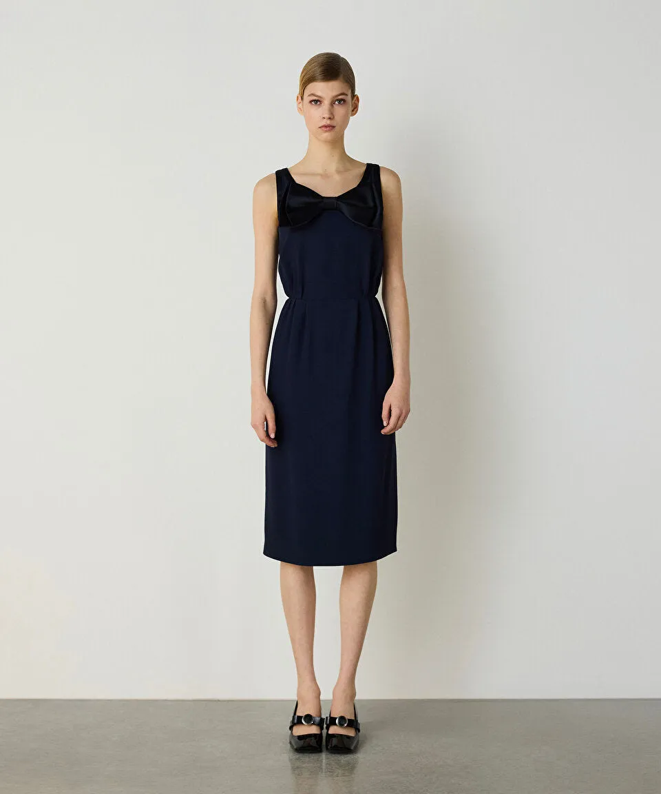 Machka Bow Crepe Dress Navy