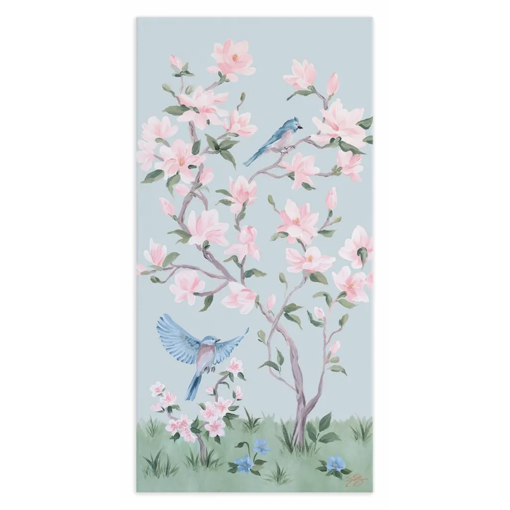 May, a blue chinoiserie canvas wrap
