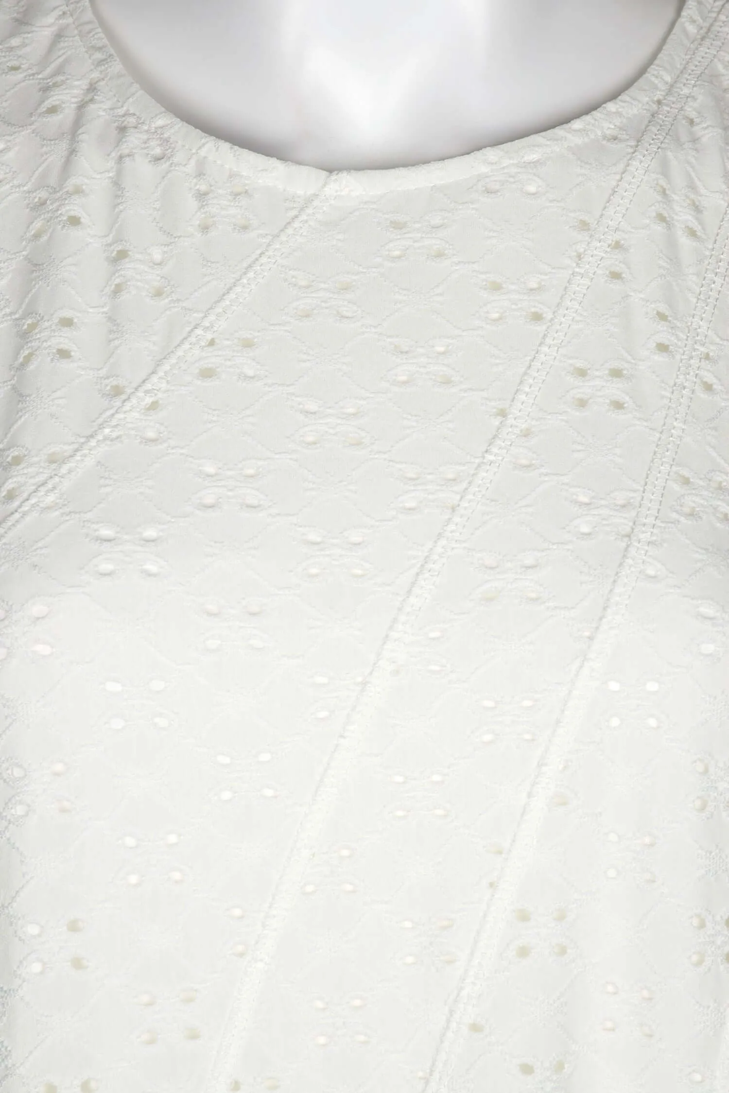 Melissa Paige Crew Neck Sleeveless Solid Shift Jersey Eyelet Dress