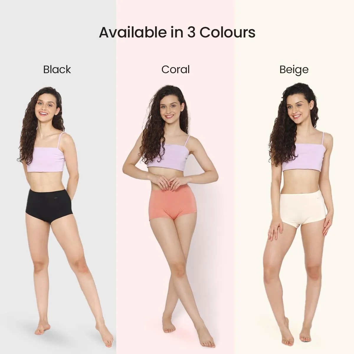 Mush Womens Ultra Soft High Waist Bamboo Modal Boyshorts || Breathable Panties || Anti-Odor, Seamless, Anti Microbial Innerwear (L - Pack of 3, Black Color)