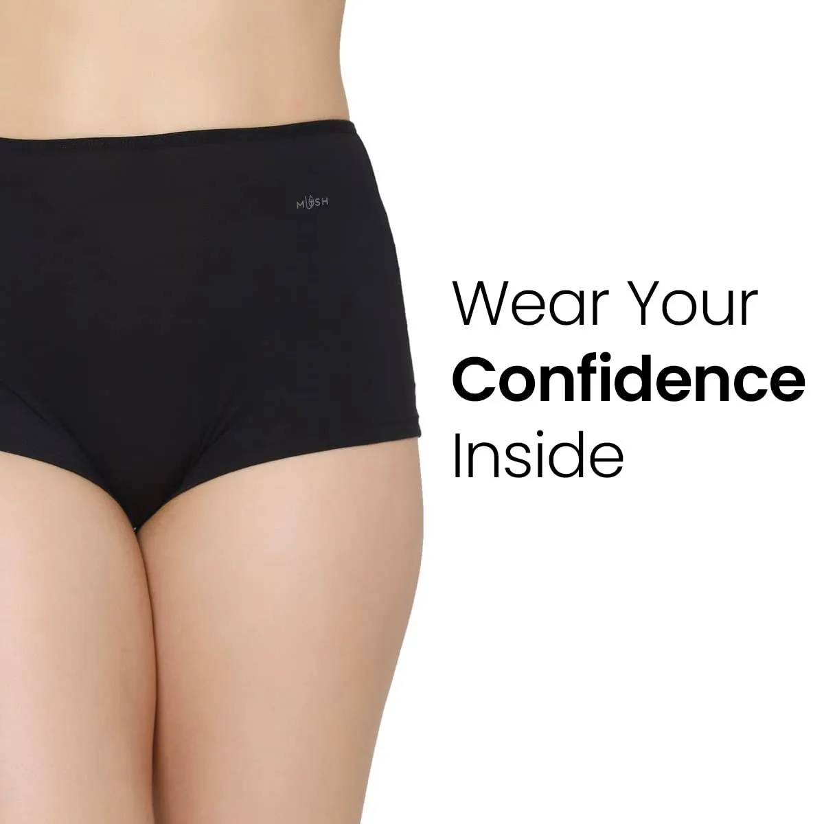 Mush Womens Ultra Soft High Waist Bamboo Modal Boyshorts || Breathable Panties || Anti-Odor, Seamless, Anti Microbial Innerwear (L - Pack of 3, Black Color)