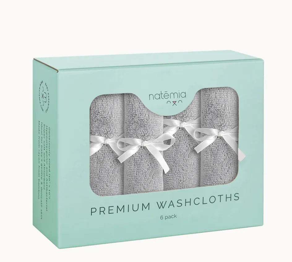 Natemia Ultra Soft Bamboo Washcloths - 6 Pack