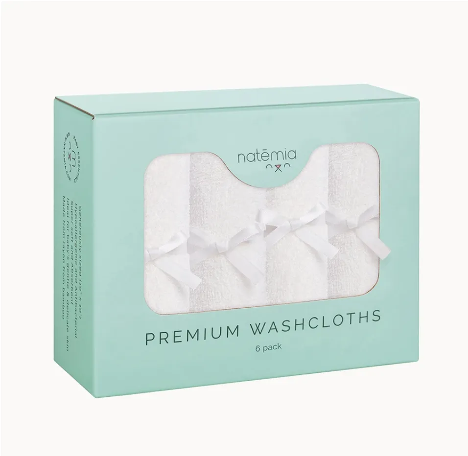 Natemia Ultra Soft Bamboo Washcloths - 6 Pack