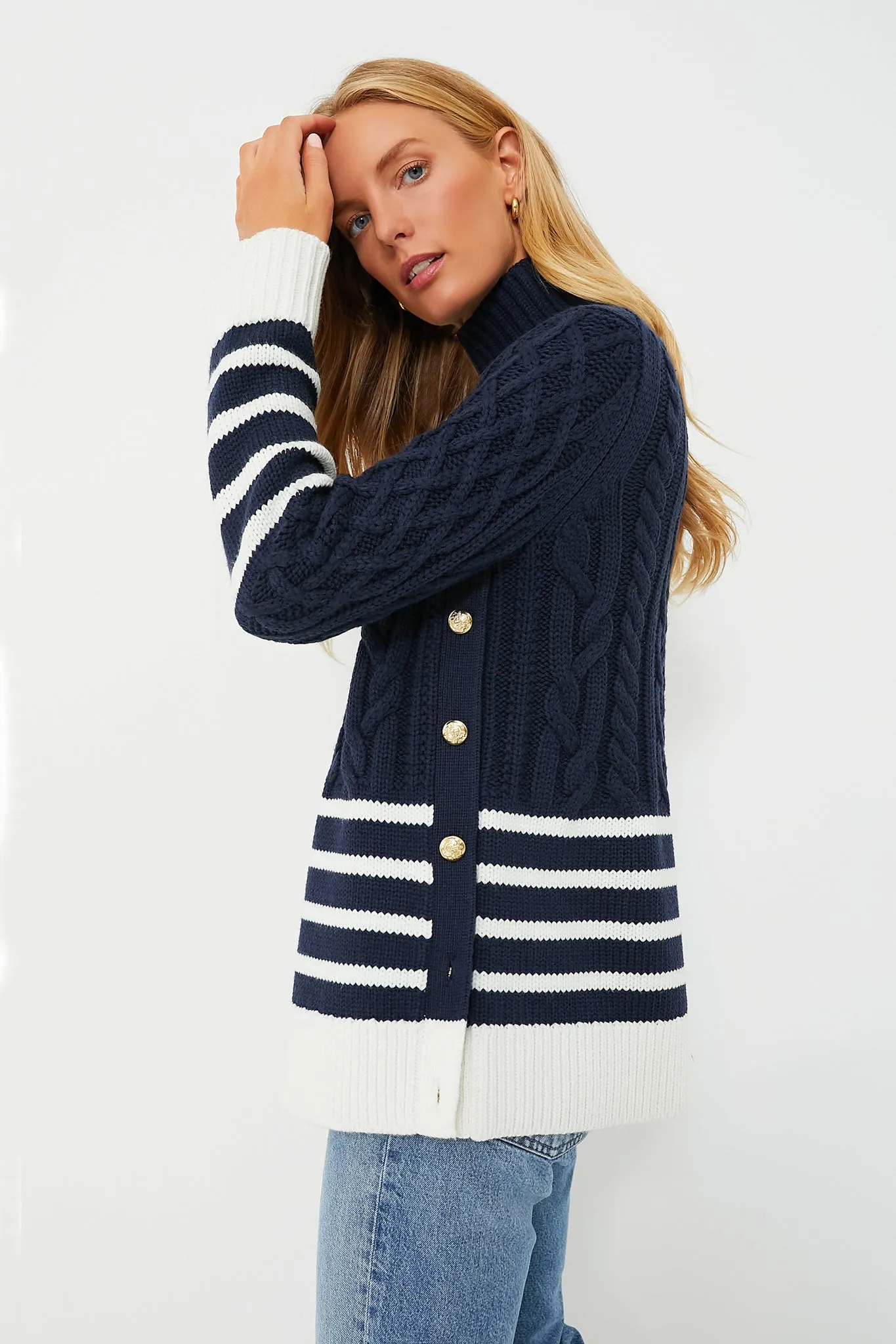 Navy Striped Sankaty Turtleneck