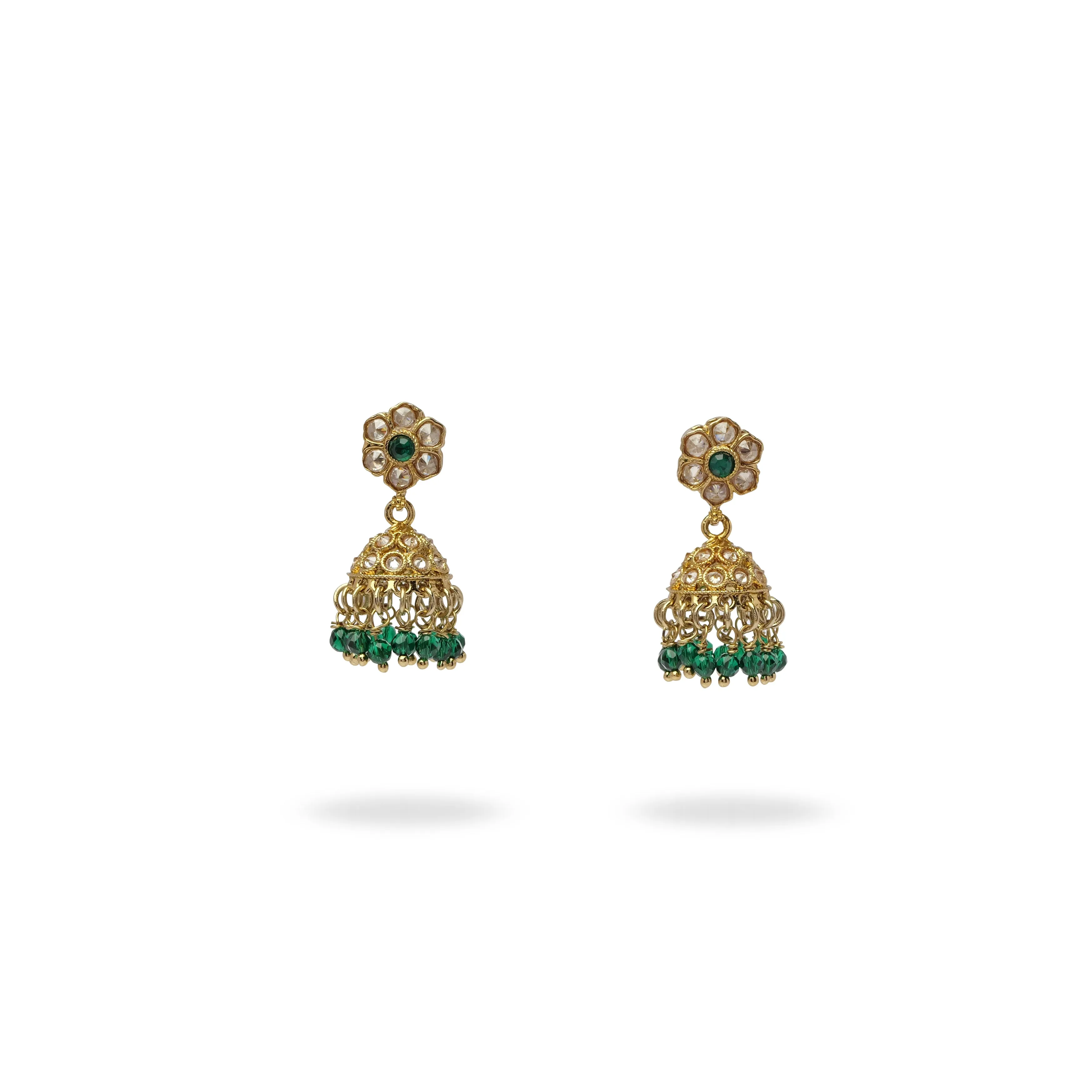 Nilima Small Jhumka Earrings in Green