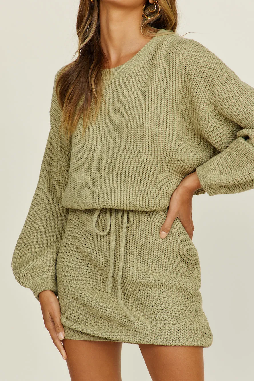 Open Your Heart Dress Olive