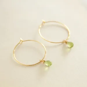 Peridot Gold Hoop Earrings