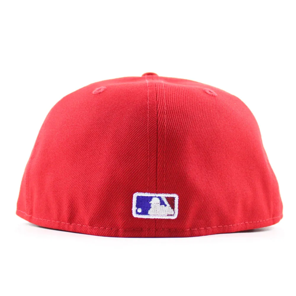 Philadelphia Phillies PARROT 59Fifty New Era Fitted Hat (Scarlet Red and Gray Under Brim)