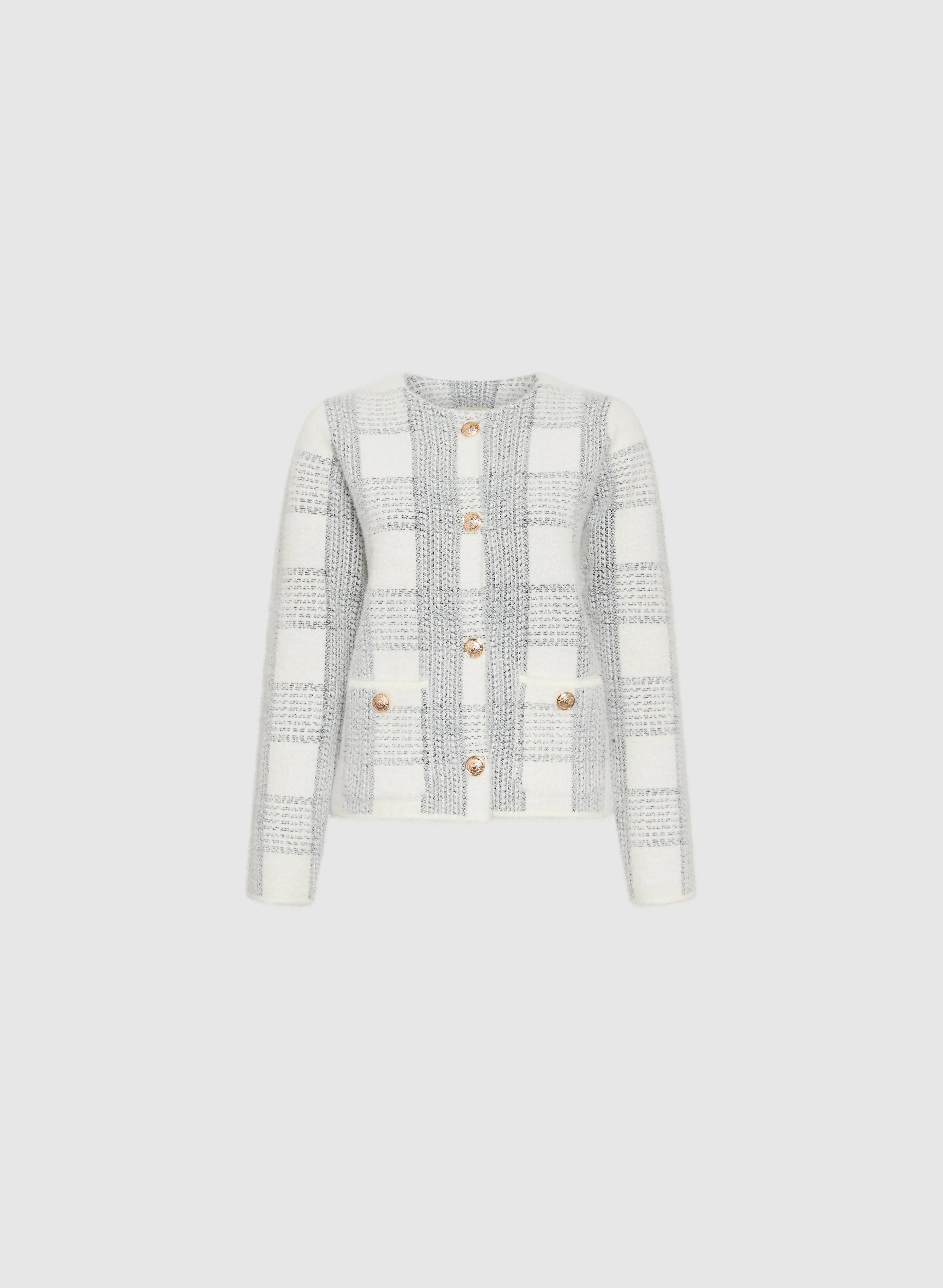 Plaid Knit Cardigan
