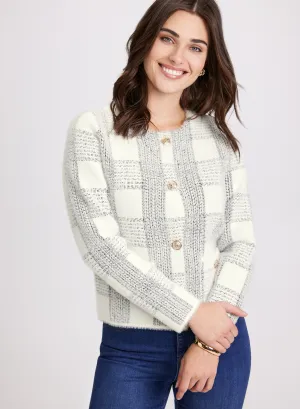 Plaid Knit Cardigan