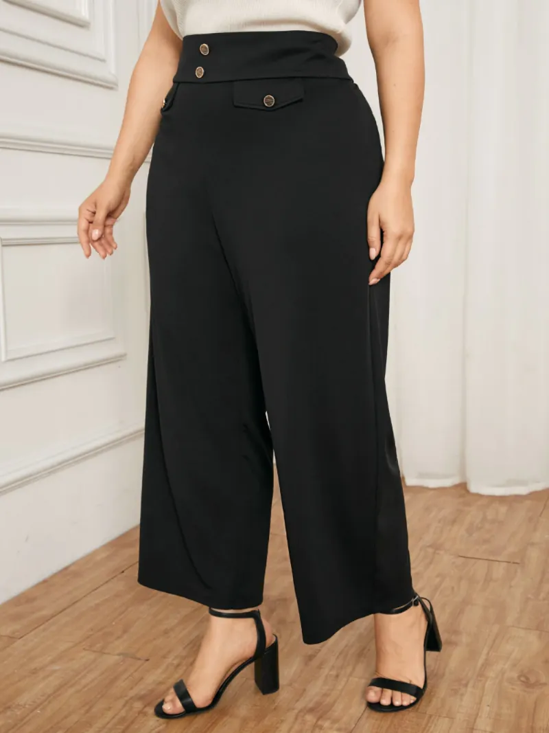 Plus Size Button Design Pants