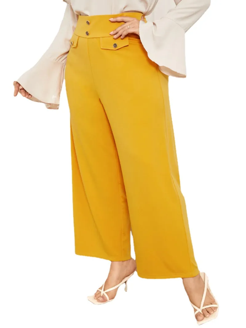Plus Size Button Design Pants