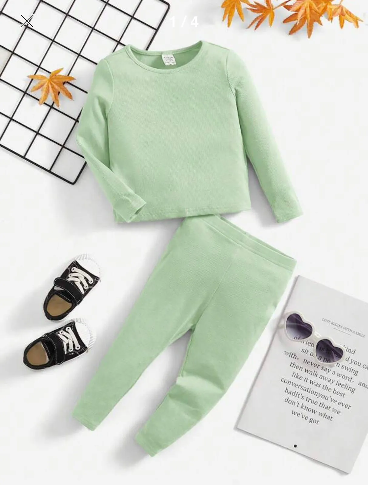 Plush Round Neck Style Ribbed Knit Sweat Set - Mint Green