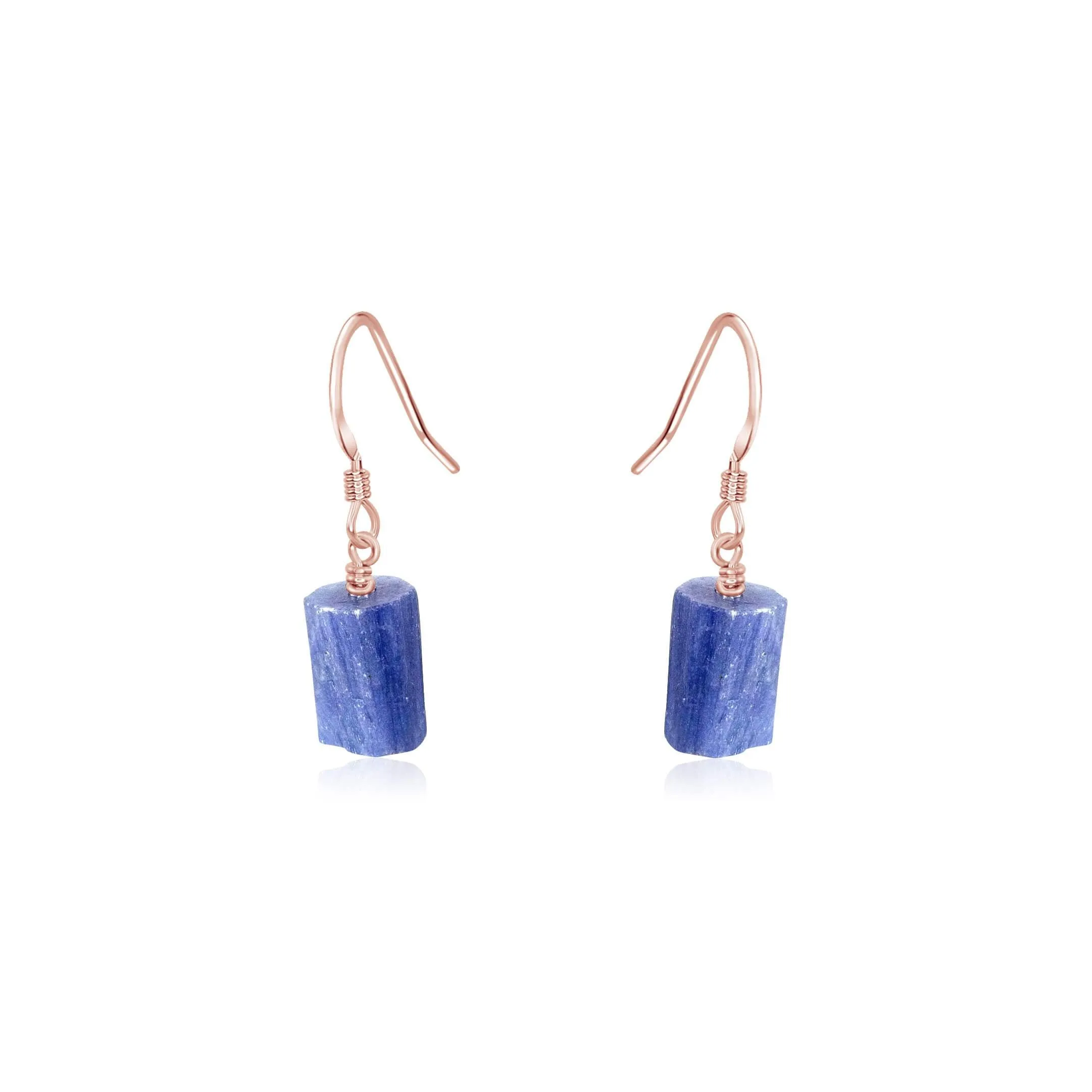 Raw Blue Kyanite Crystal Dangle Drop Earrings