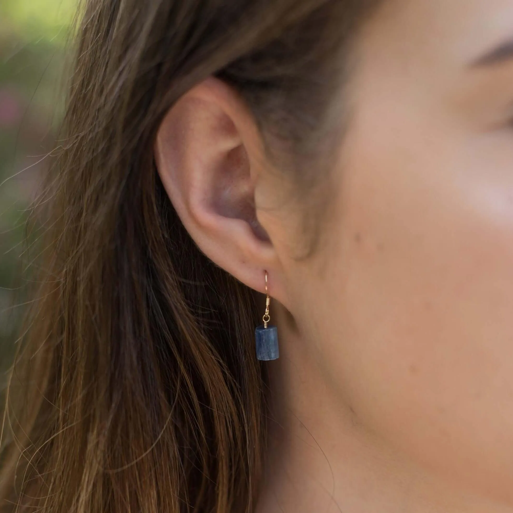 Raw Blue Kyanite Crystal Dangle Drop Earrings
