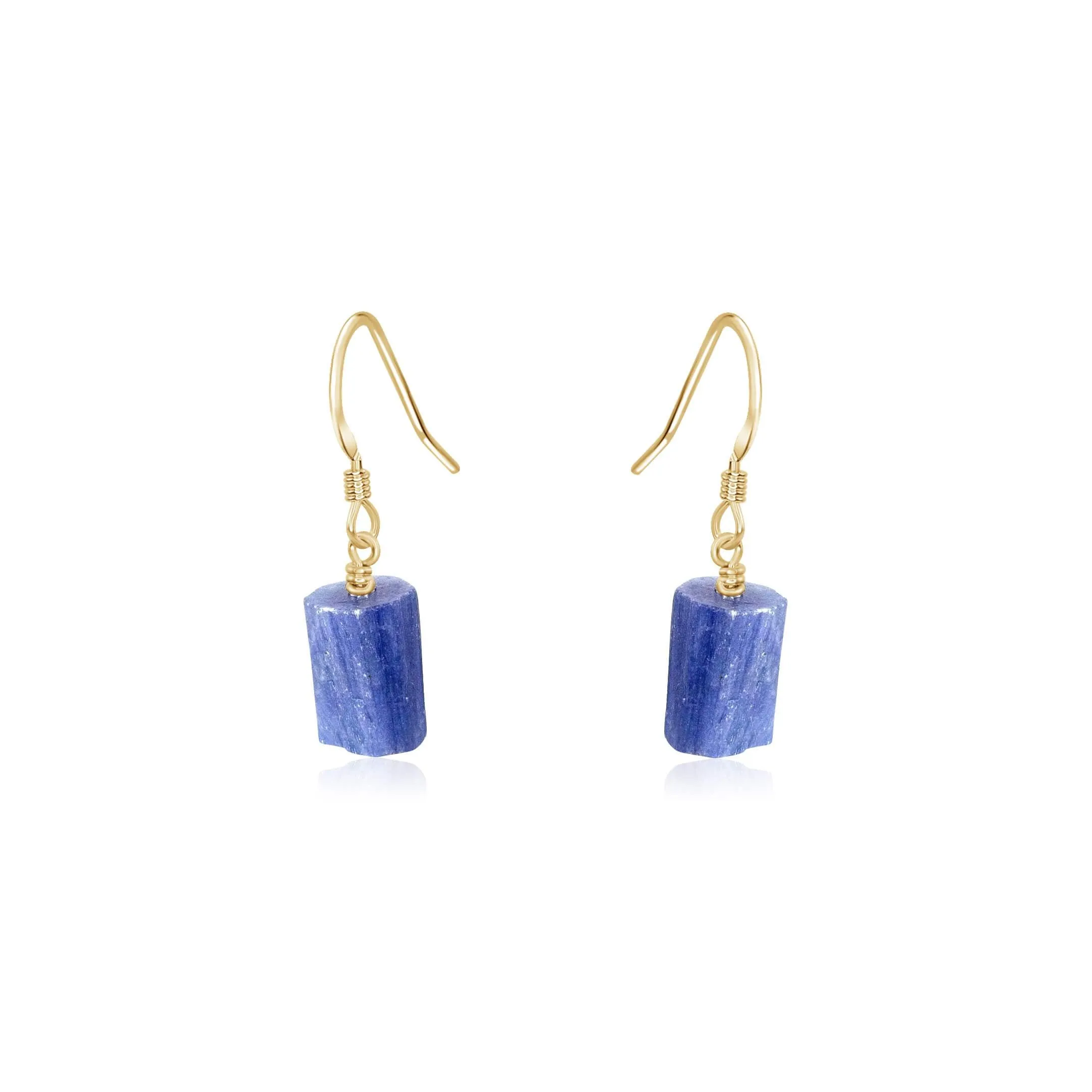 Raw Blue Kyanite Crystal Dangle Drop Earrings