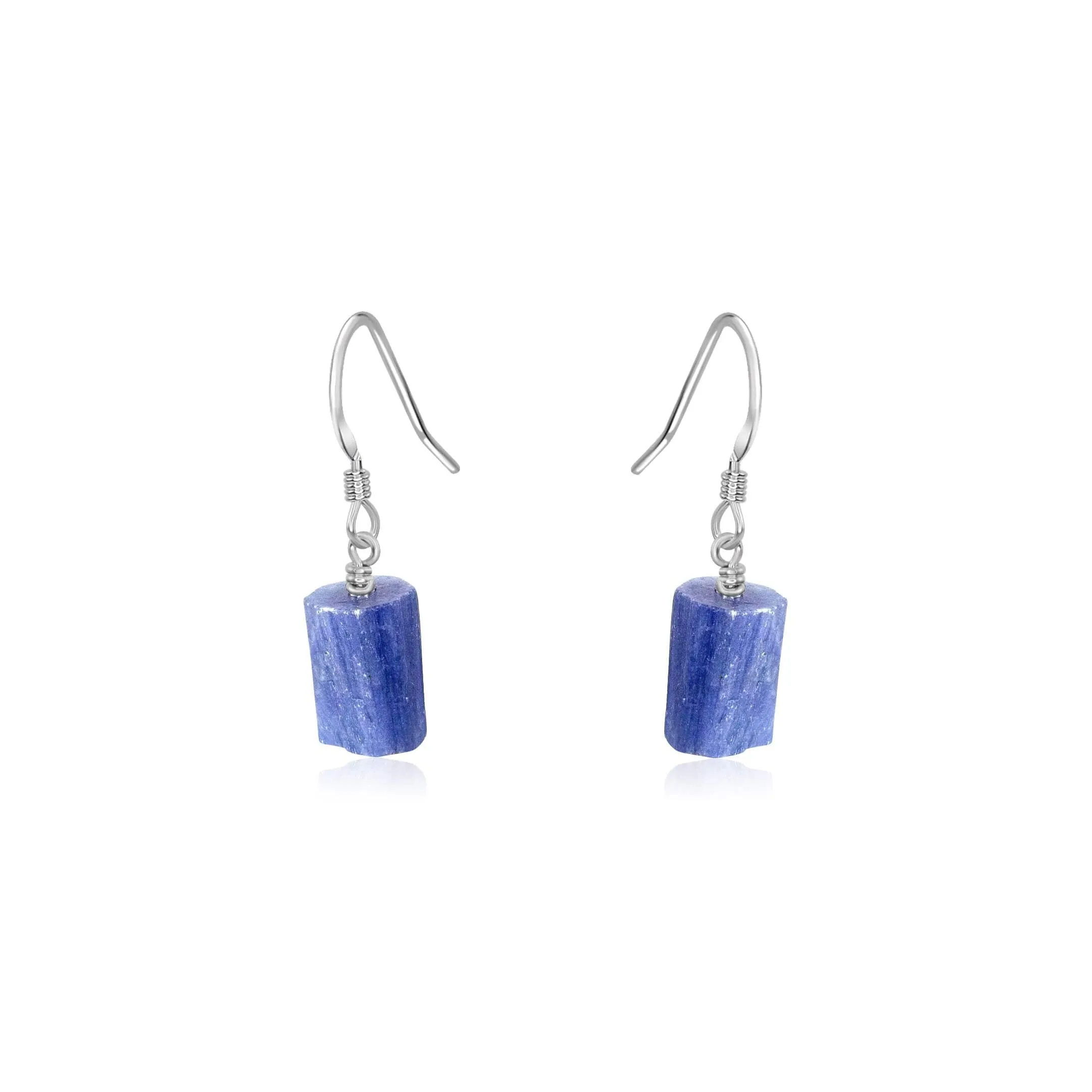 Raw Blue Kyanite Crystal Dangle Drop Earrings