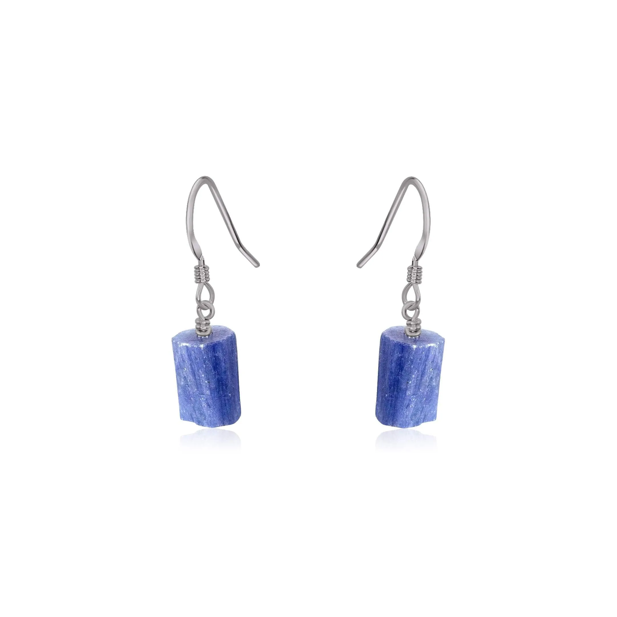Raw Blue Kyanite Crystal Dangle Drop Earrings
