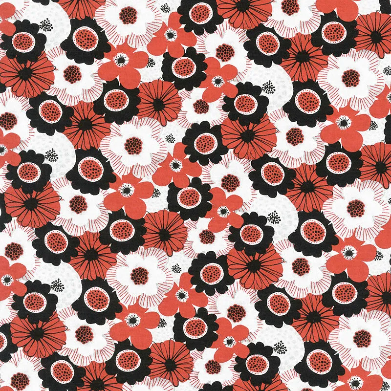 Red Alert - Floral Collage Red Yardage