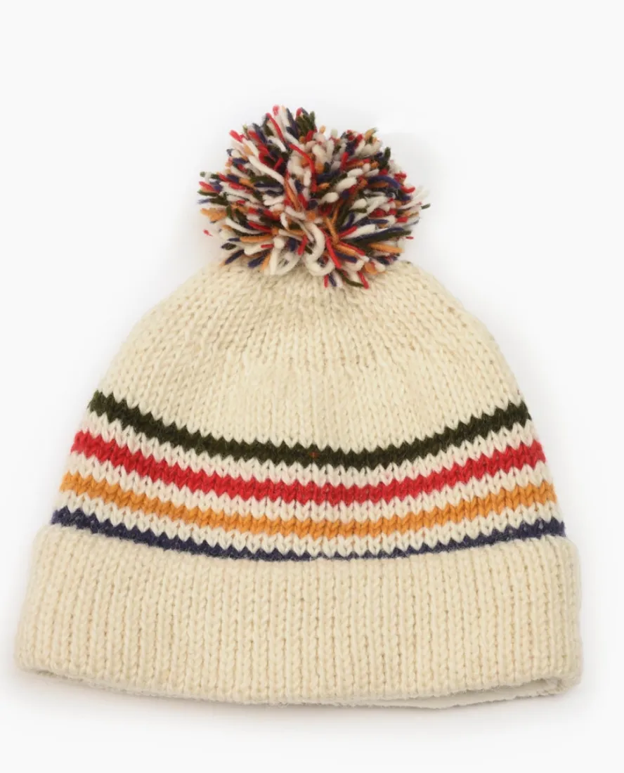 Retro Stripe Unisex Pom Pom Knit Hat-FINAL SALE