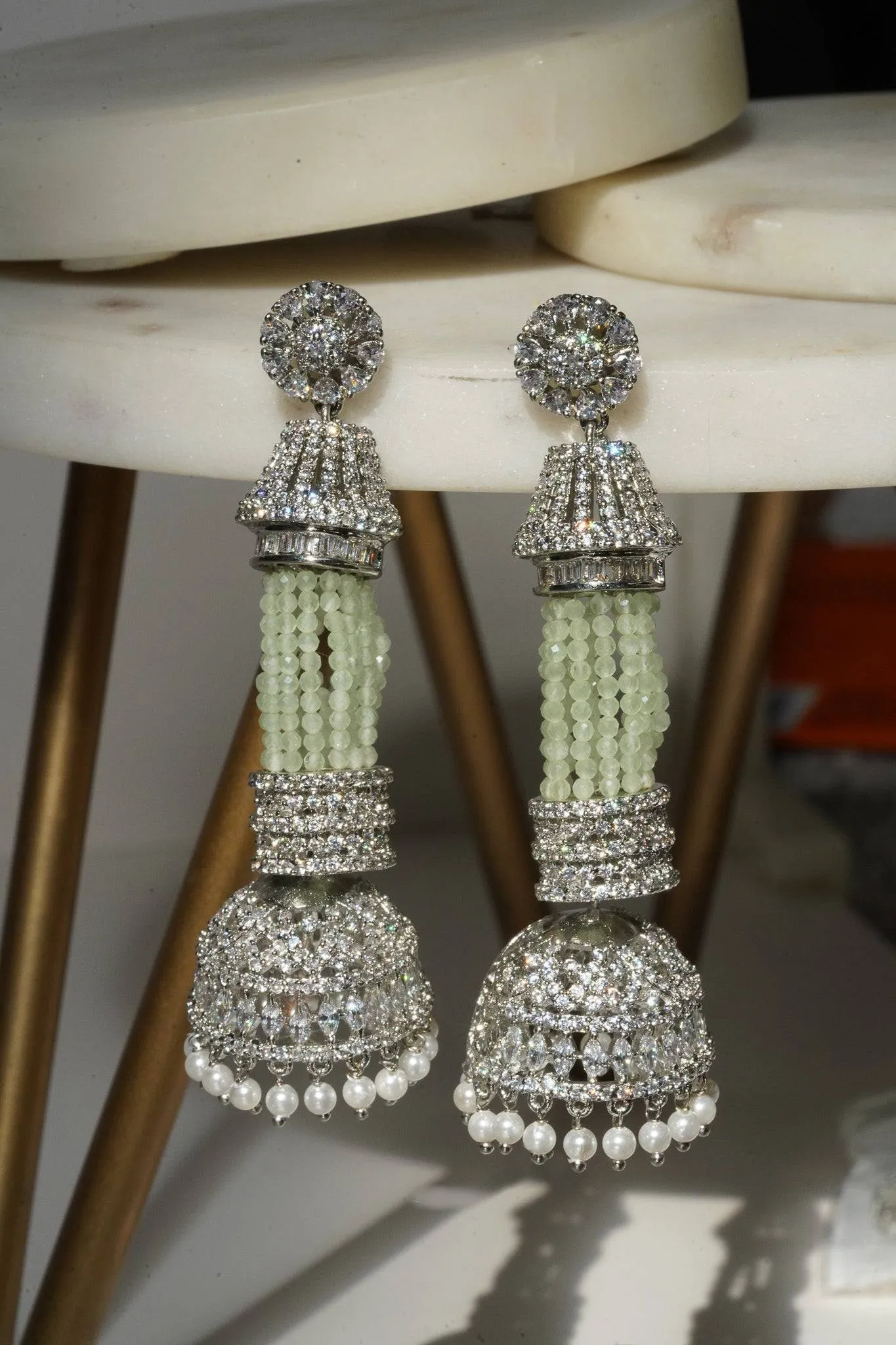 Riya Tassel AD Dangler Earrings with Jhumkas