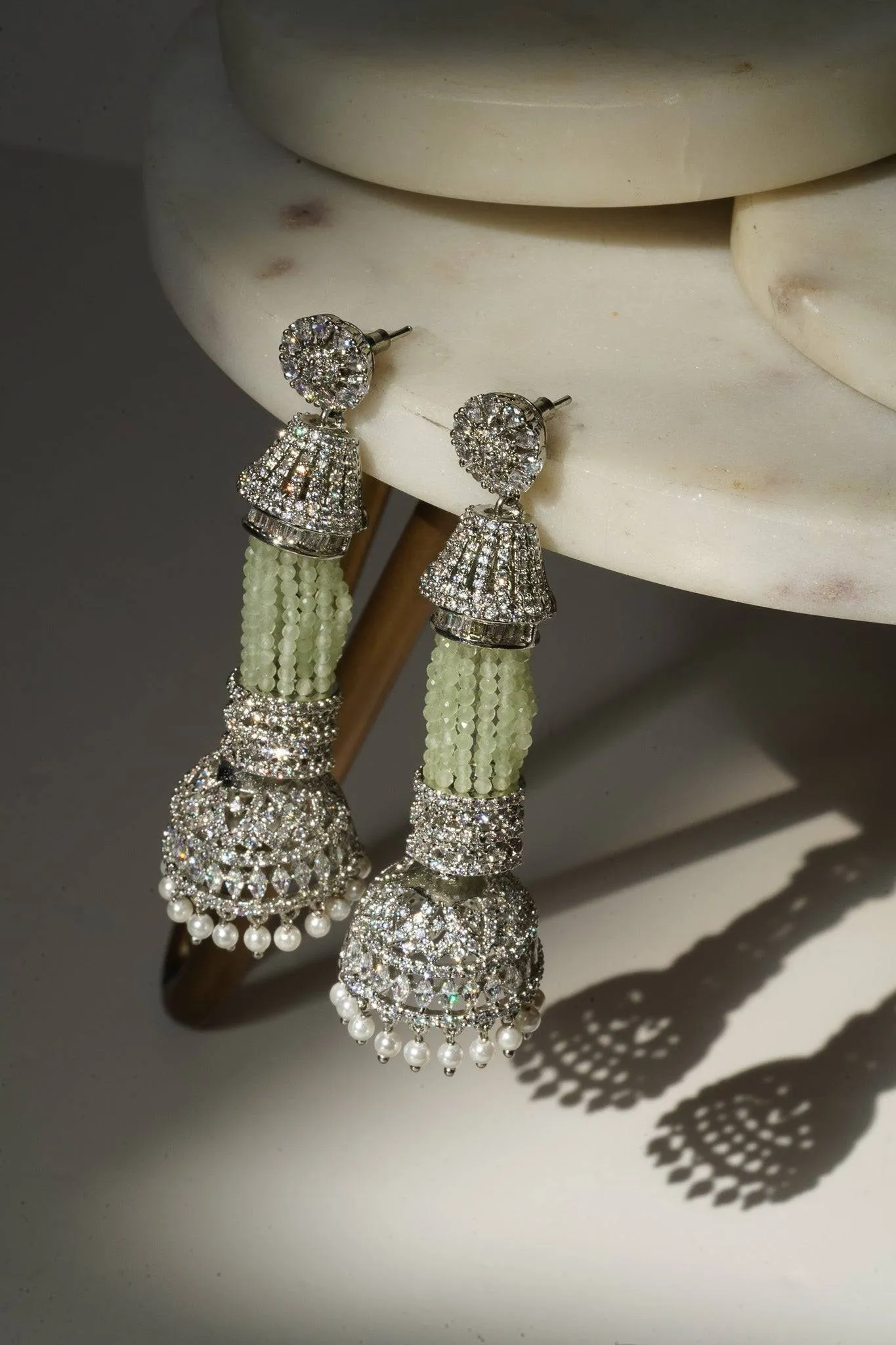 Riya Tassel AD Dangler Earrings with Jhumkas