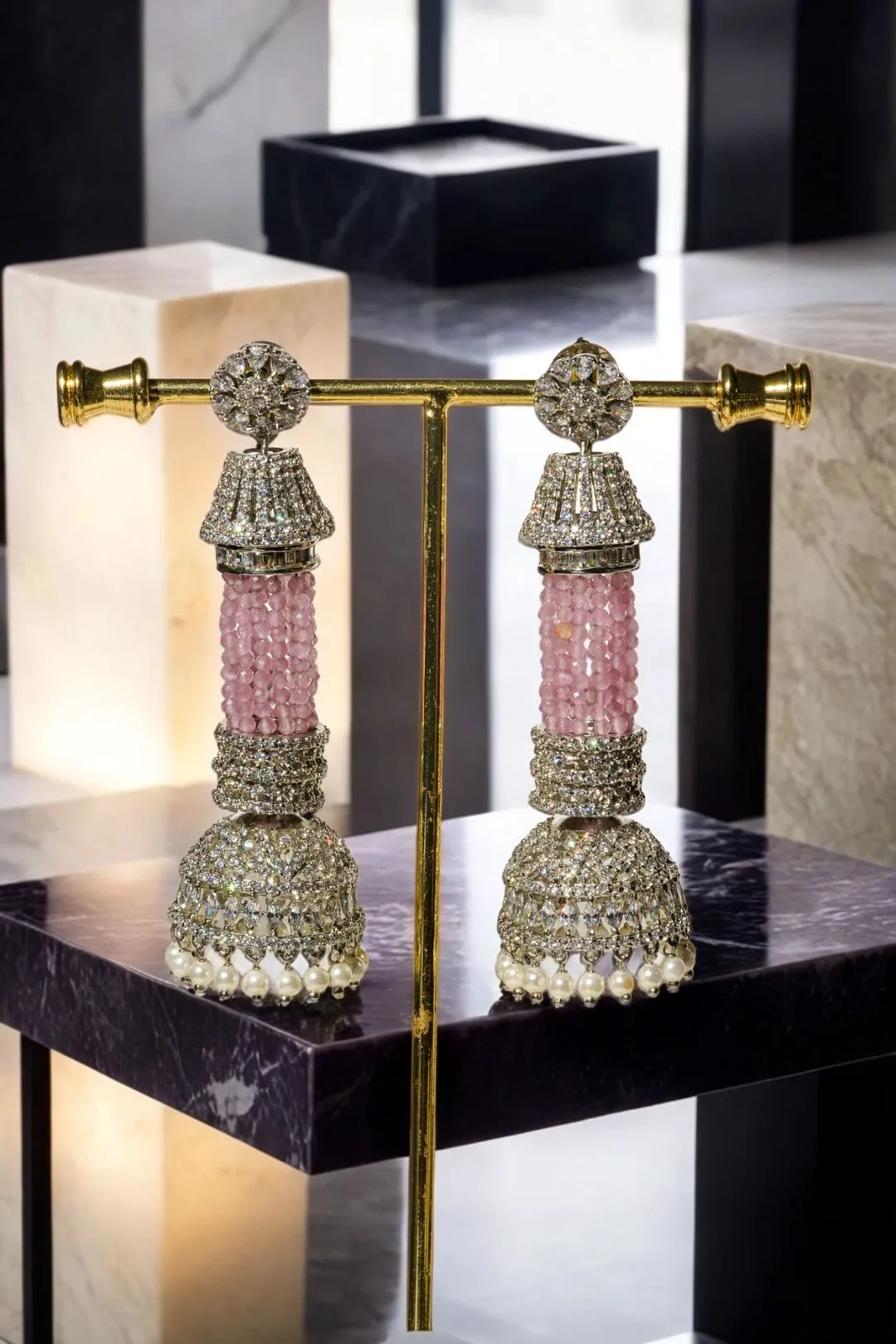 Riya Tassel AD Dangler Earrings with Jhumkas