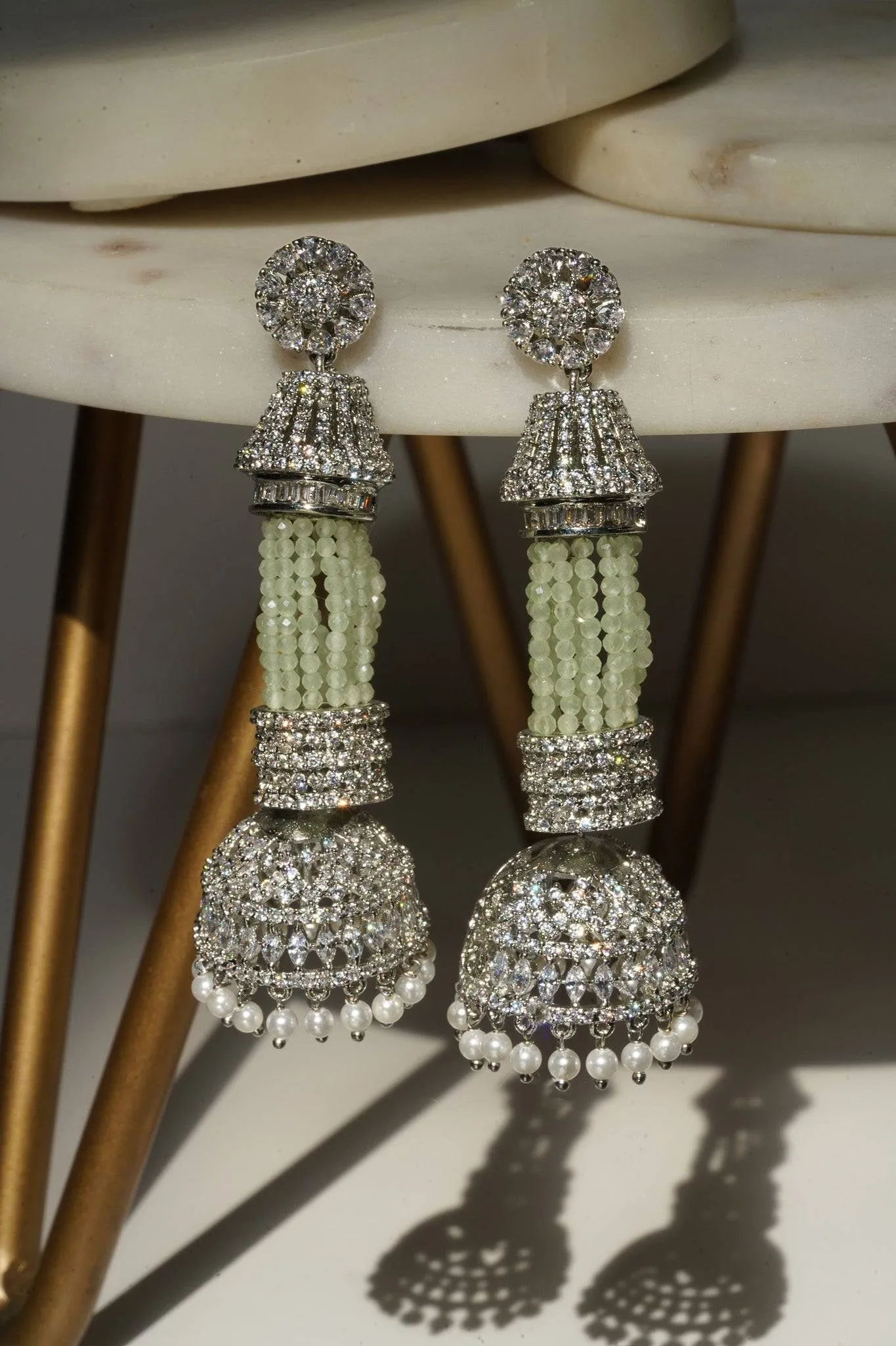 Riya Tassel AD Dangler Earrings with Jhumkas