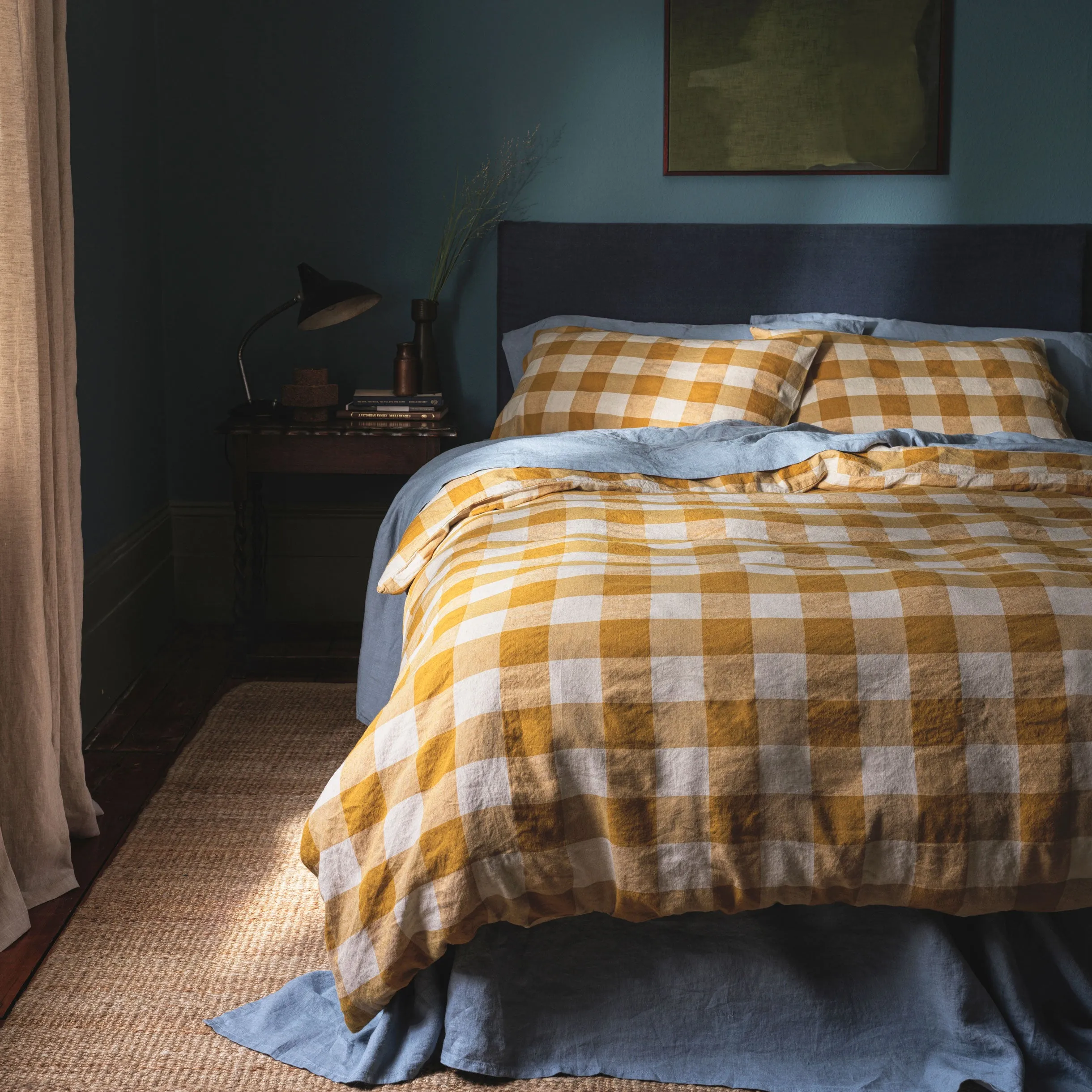 Russet Yellow Emsworth Check Linen Blend Duvet Cover
