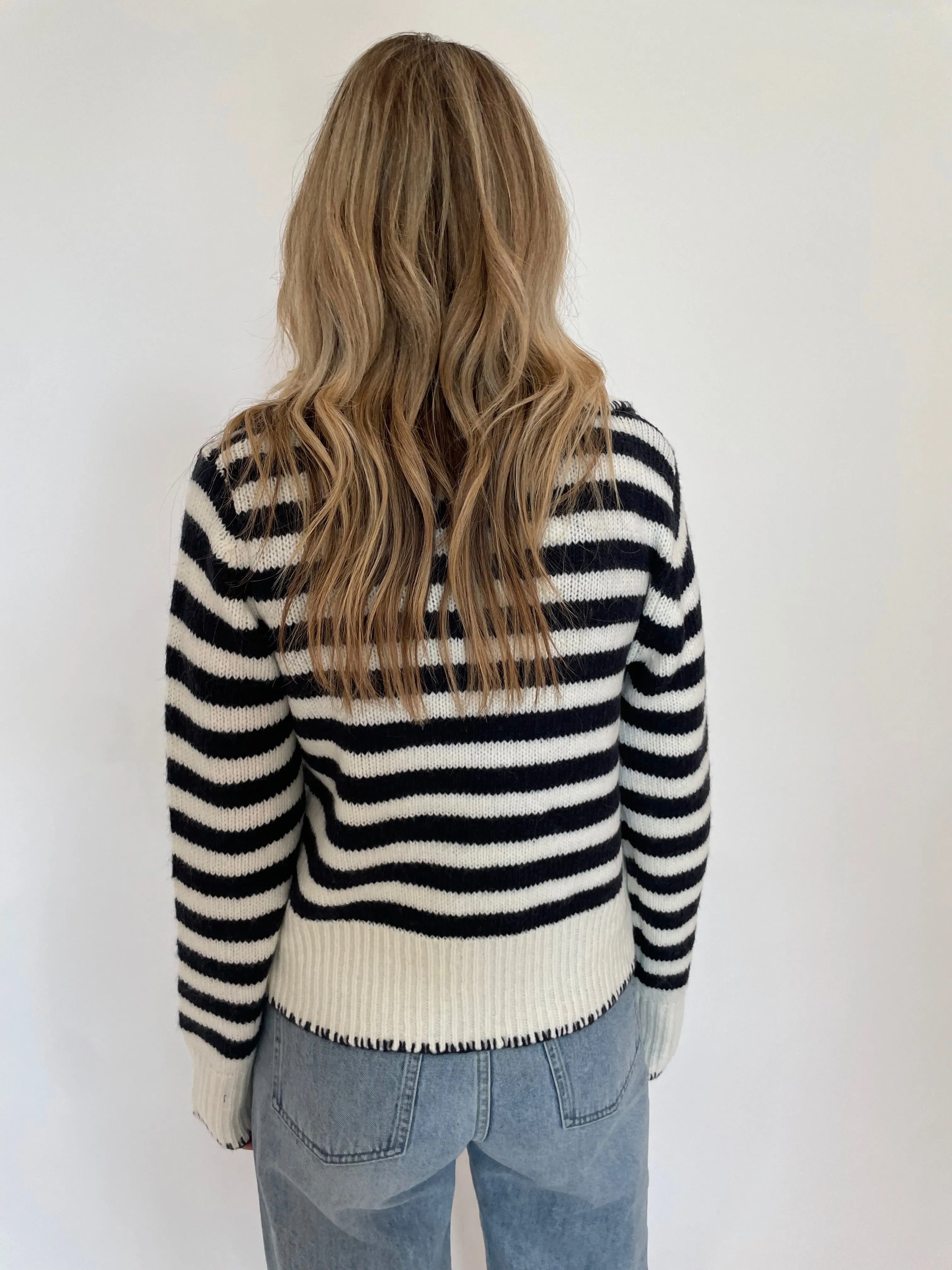 Sailor Collar Tie Front Knit Cardigan