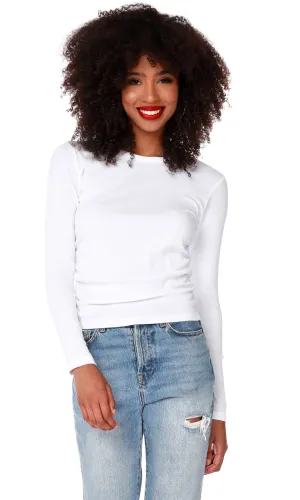 Shirred Side Top - White