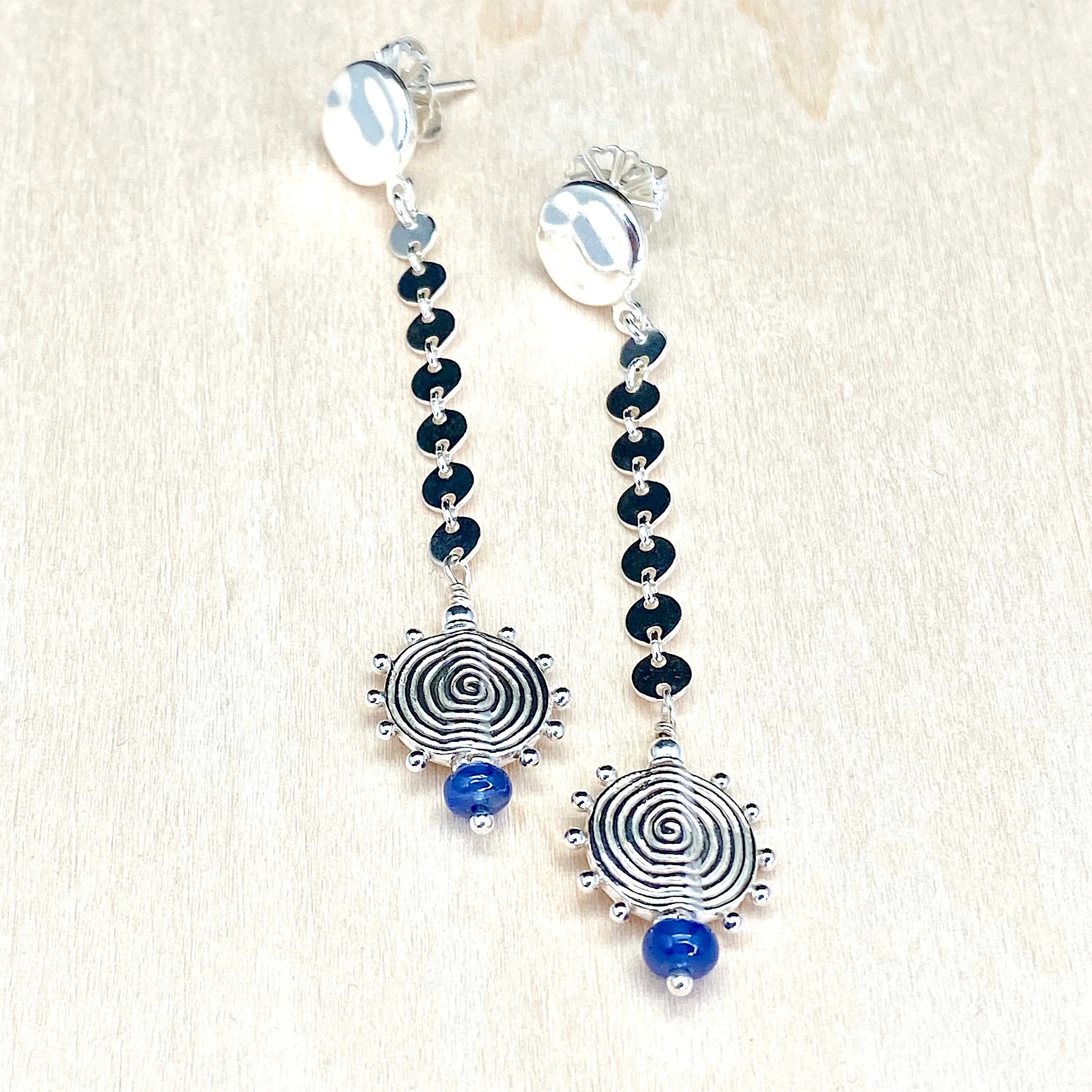 Spiral Sun Earrings - sapphire