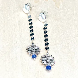 Spiral Sun Earrings - sapphire