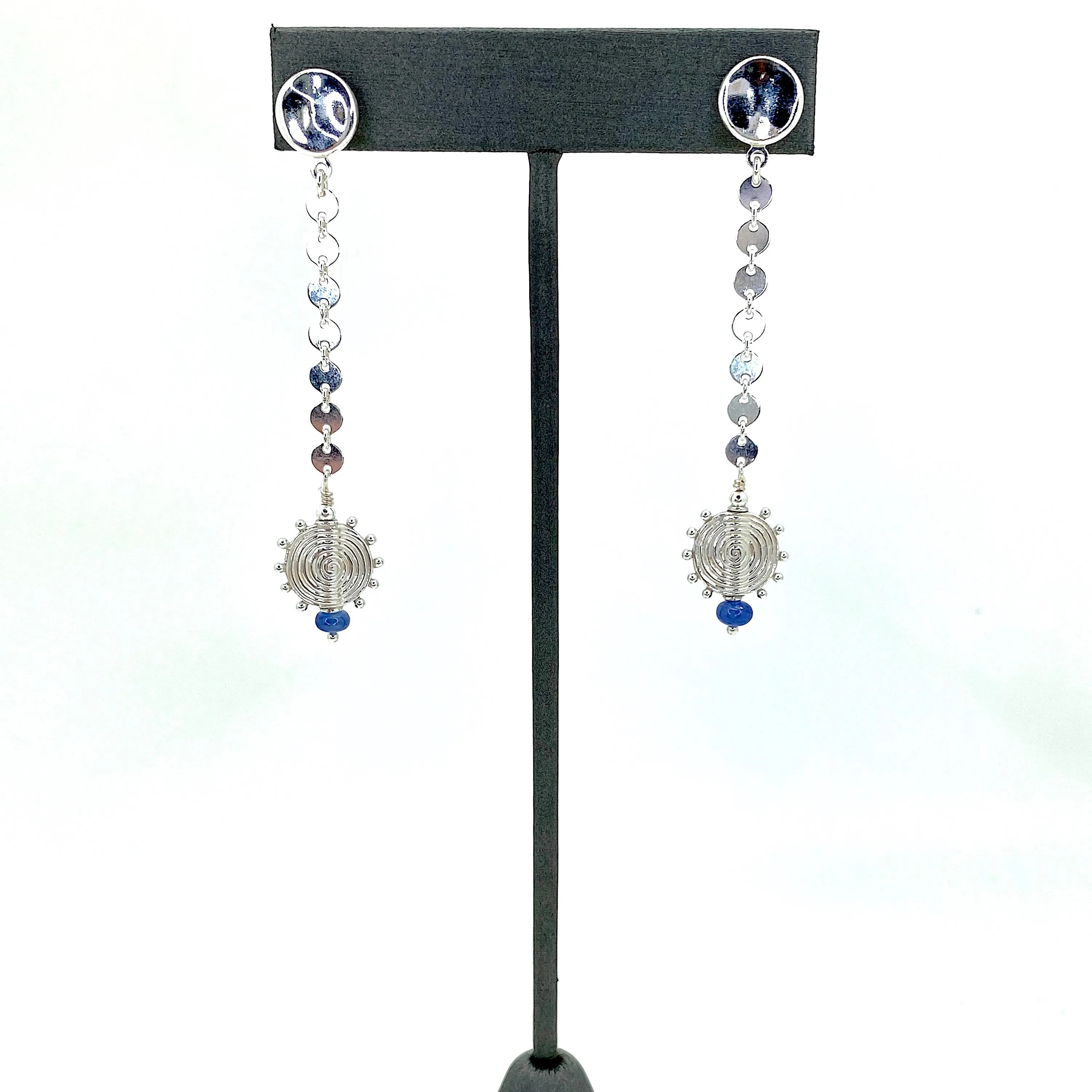 Spiral Sun Earrings - sapphire