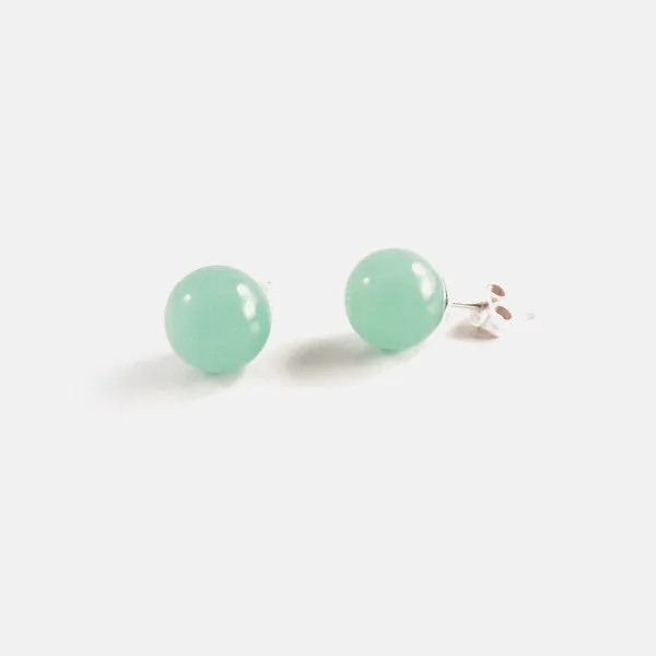 Sterling Silver Aventurine Bead Stud Earrings