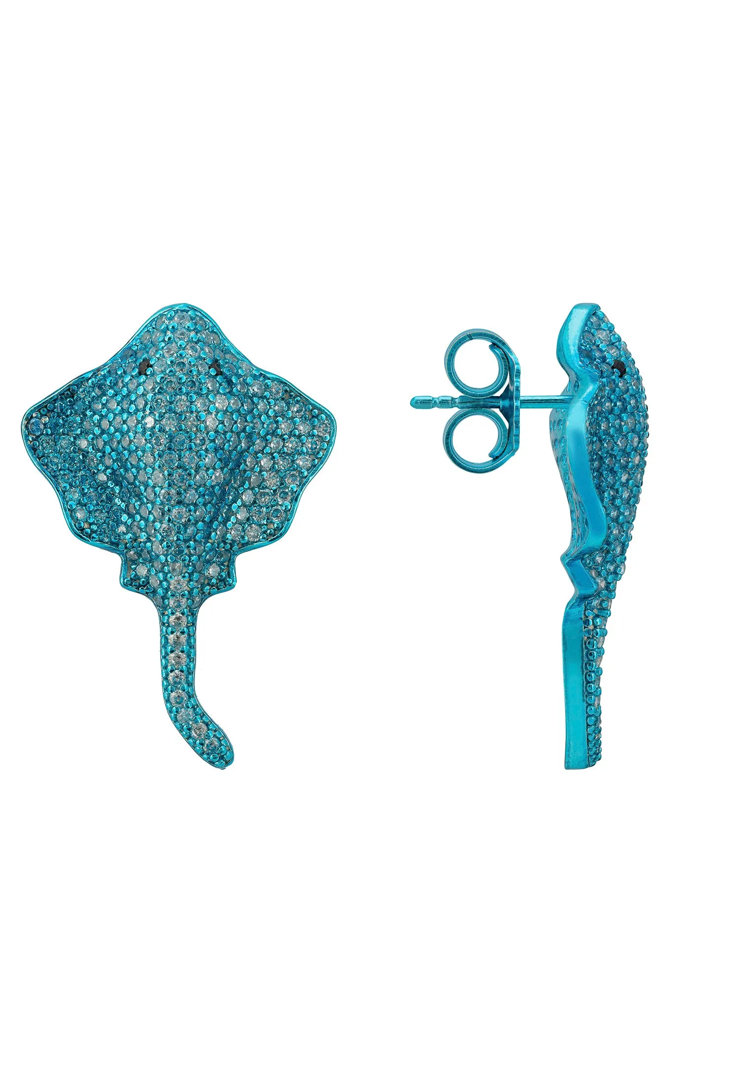 Stingray Ocean Blue Large Stud Earrings