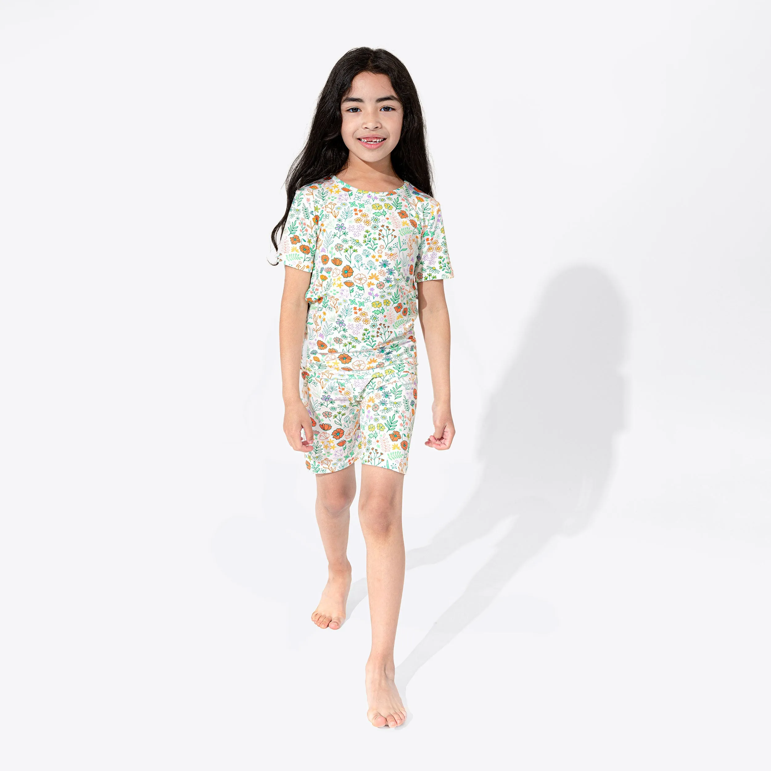 Summer Floral Bamboo Kids Pajama Short Set