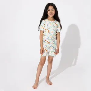 Summer Floral Bamboo Kids Pajama Short Set