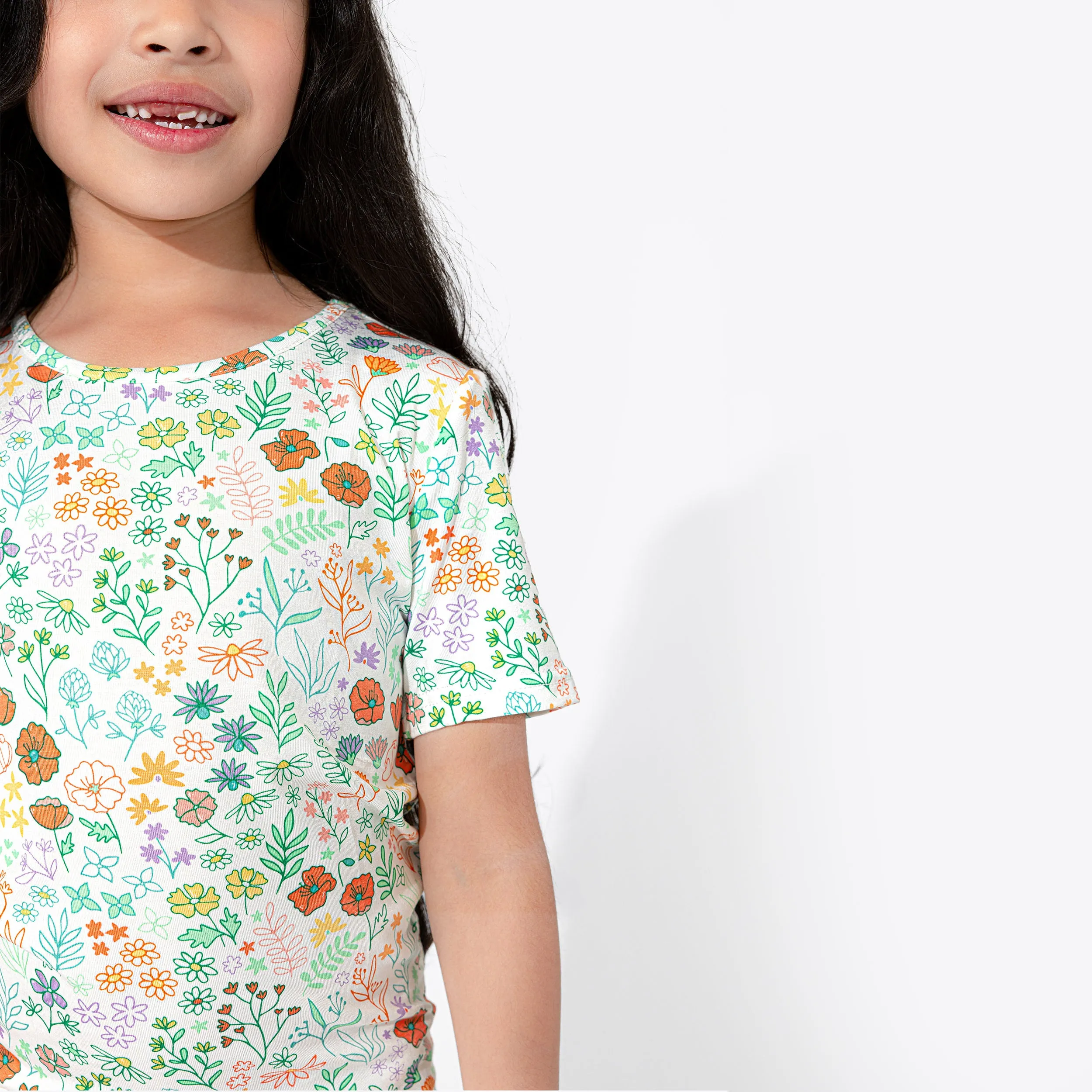 Summer Floral Bamboo Kids Pajama Short Set