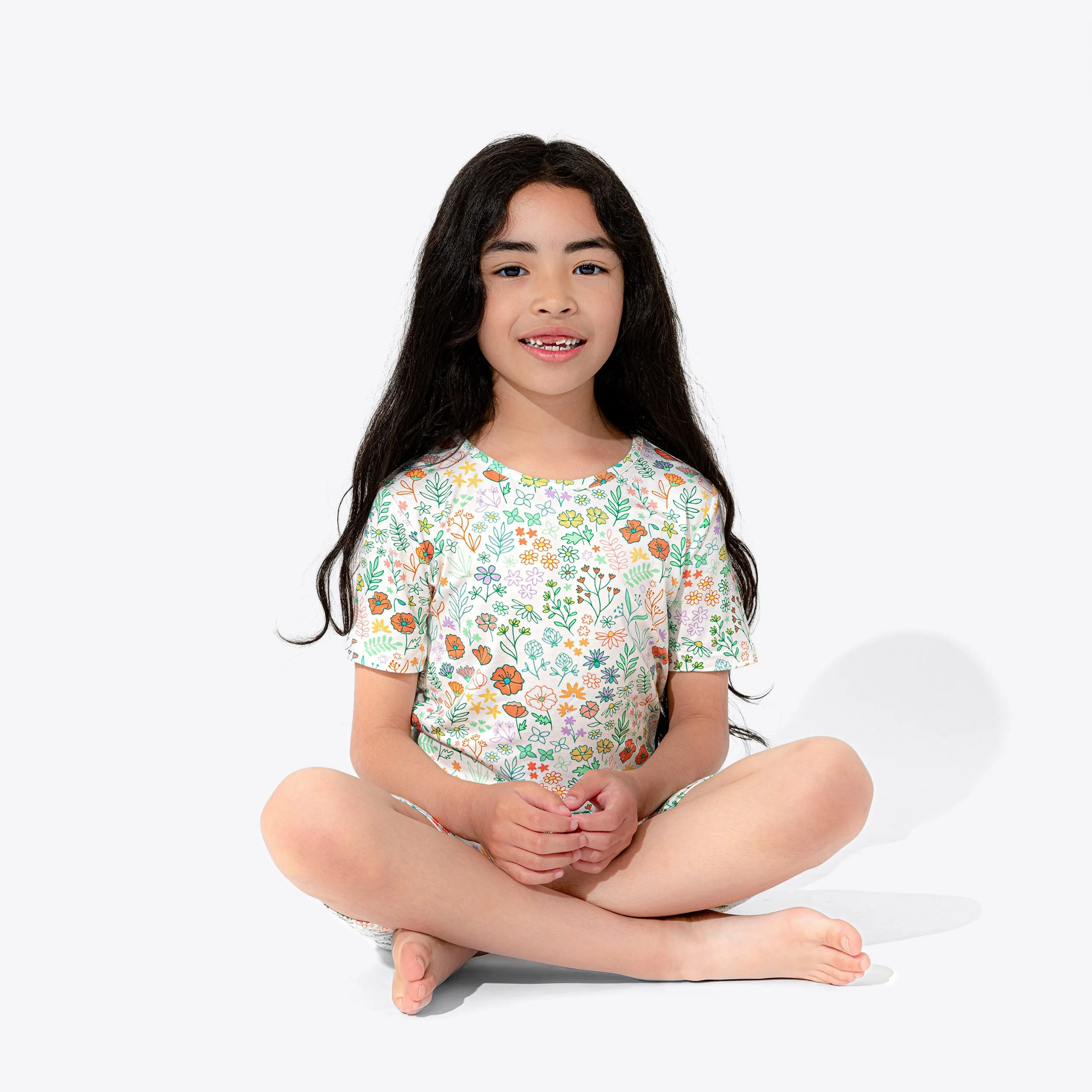 Summer Floral Bamboo Kids Pajama Short Set