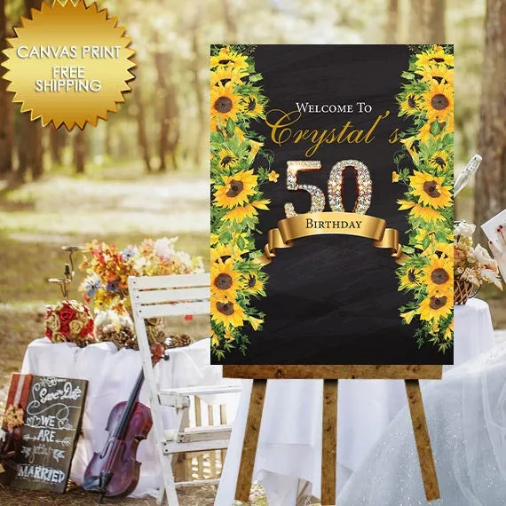 Sunflowers Guest Book Canvas Welcome Sign