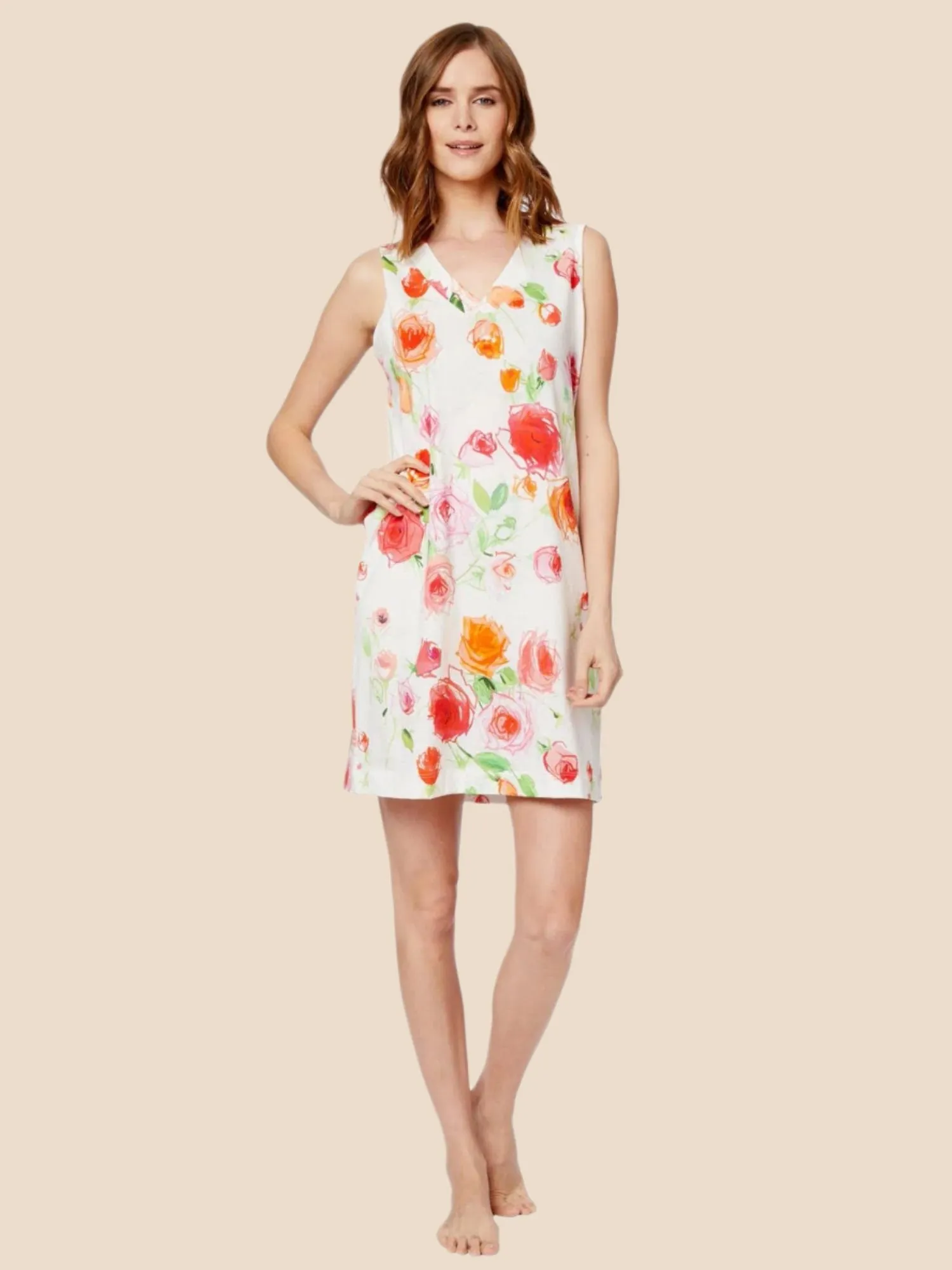 Tossed Roses Pima Knit Nightgown