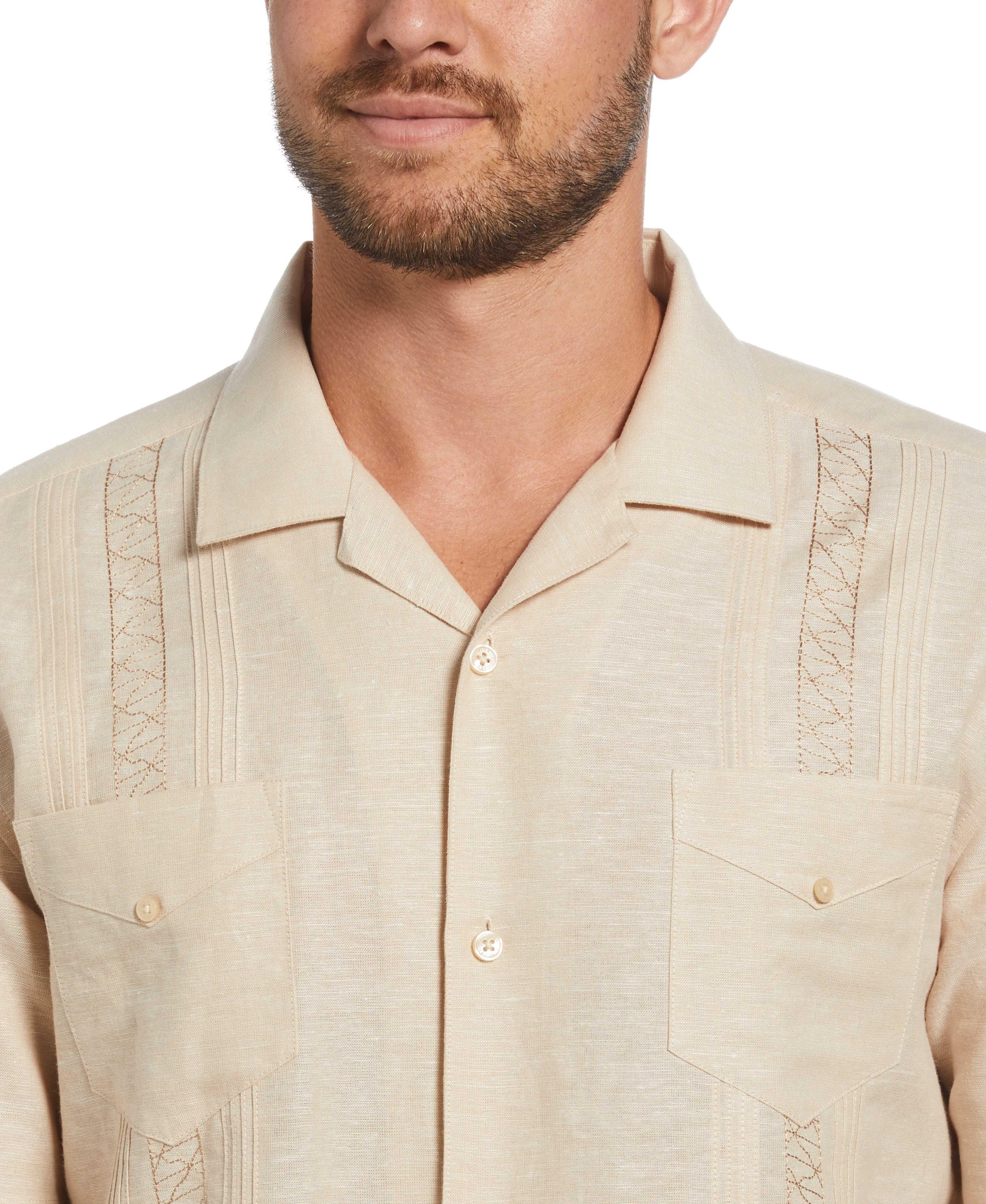 Two Pocket Embroidered Guayabera Shirt